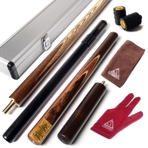 57" Snooker Cue Handcraft 3/4 Jointed with Mini Butt End Extension Packed in Aluminium Cue Case - Nichze