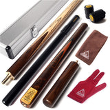57" Snooker Cue Handcraft 3/4 Jointed with Mini Butt End Extension Packed in Aluminium Cue Case - Nichze
