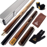 57" Snooker Cue Handcraft 3/4 Jointed with Mini Butt End Extension Packed in Aluminium Cue Case - Nichze